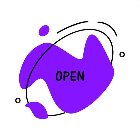 Amoeba fluid abstract liquid shape with open text. Flat vector geometrical vintage color banner. Texting box promotion concept. Vector illustration.のイラスト素材