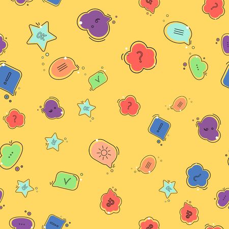 Chat comment. Speech bubbles with different symbols.  seamless pattern backgroundのイラスト素材