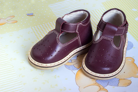 baby shoes for boy little feet firstの写真素材