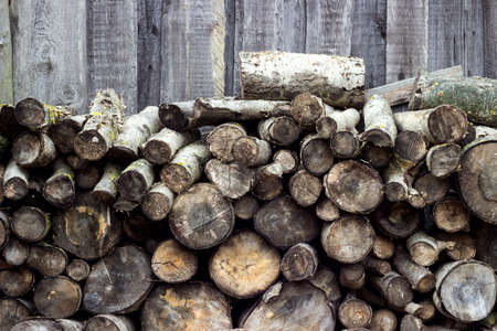 pile of old stumps on the street backgroundの写真素材