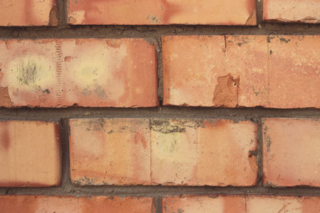 Red brick wall background old red toning