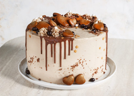 Chocolate Cake with Fudge Drizzled Icing and Curls and gingerbread
