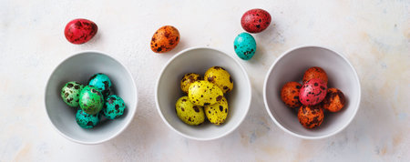 Colored easter eggs on a light background