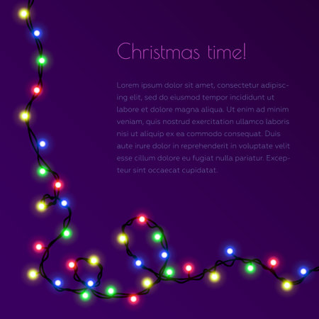 Christmas template for congratulation with garland. Invitation. Christmas card. Christmas template. Borderのイラスト素材