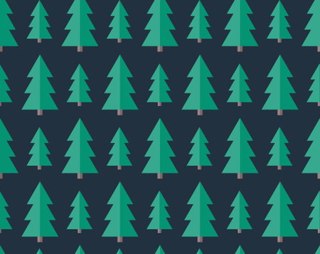 Flat seamless pattern with Christmas trees. Abstract texture with trees. Fir forest. Christmas...