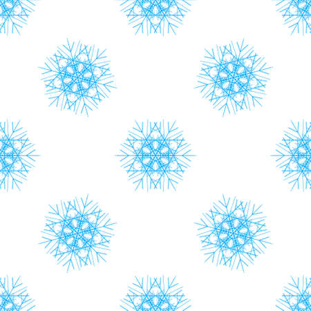 Abstract vector seamless pattern with snowflake. Geometric seamless pattern of snowflake.のイラスト素材