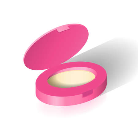 Realistic illustration of powder. Pink powder box. Illustration of compact makeup productのイラスト素材