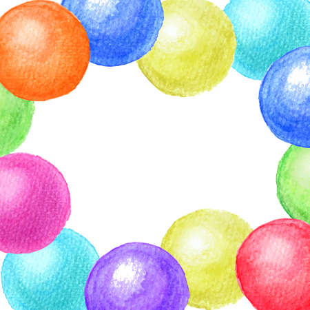Colorful frame of watercolor ballsのイラスト素材