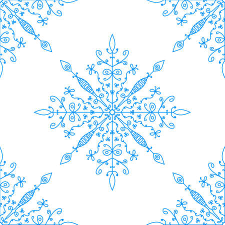 Hand drawn seamless pattern with snowflakes. Doodle snowflakesのイラスト素材