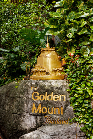 Model of Wat Saket Ratcha Wora Maha Wihan (the Golden Mount). Bangkok, Thailand.の写真素材