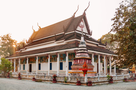 Early morning in Angkor Wat. Colorful buddhism temple at sunrise. Siem Reap, Cambodia.の写真素材