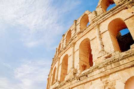 El Djem amphitheatre, the most impressive Roman remains in Africa. Mahdia, Tunisia.の写真素材