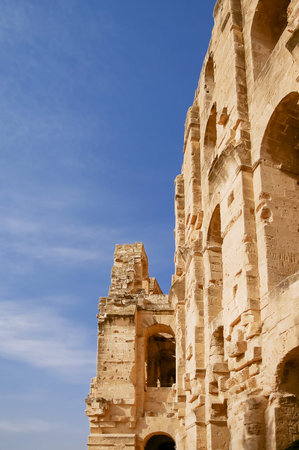 El Djem amphitheatre, the most impressive Roman remains in Africa. Mahdia, Tunisia.の写真素材