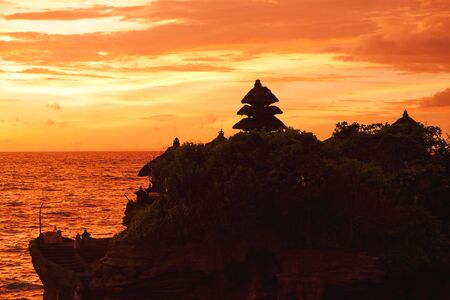 Sunset at Tanah Lot temple. Bali island, Indonesia.の写真素材