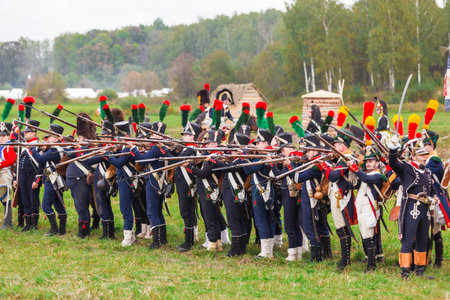 BORODINO, RUSSIA - September 06, 2015 - Reenactment of the battle of Borodino (the Patriotic war of...