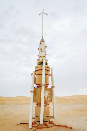 Scenery for the movie Star wars near Nefta town in Tunisia. Tatooine planet industrial equipment.