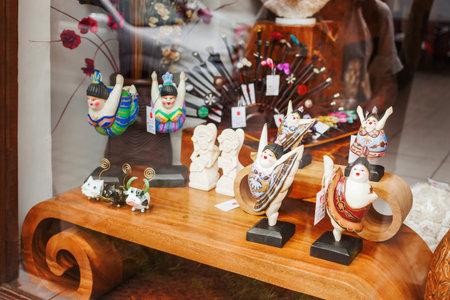 UBUD, INDONESIA - January 31, 2013. Souvenir shop in Ubud. Different stores with home decorations and stuff for interioirs.のeditorial素材