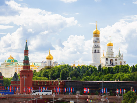 MOSCOW, RUSSIA - June 03, 2018. Panorama view on Kremlin, Ivan the Great belltower.のeditorial素材