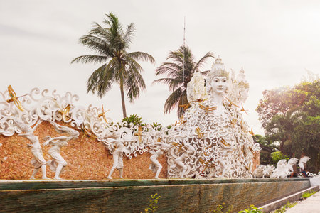 BALI, INDONESIA - January 27, 2013. UC Silver jewelry. Decorative figures and dragonflies at the entrance.のeditorial素材