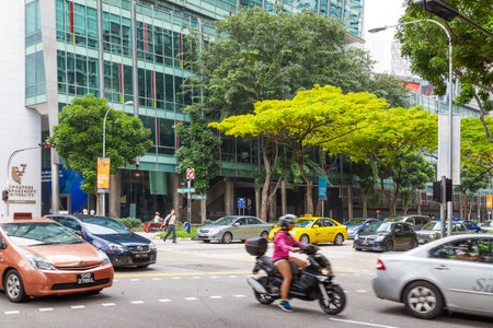 SINGAPORE, SINGAPORE - January 16, 2013. Car traffic on Victoria street.