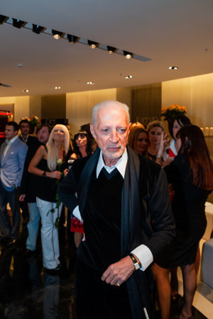 MOSCOW, RUSSIA - April 22, 2008. Designer Lorenzo Riva on ceremony of opening of his new clothing boutique.のeditorial素材