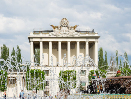 MOSCOW, RUSSIA - May 10, 2019. Pavilion 64 Optics, View of the Economic Achievements (VDNH).のeditorial素材