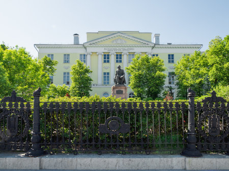 MOSCOW, RUSSIA - May 18, 2019. Faculty of Journalism, building of  Lomonosov Moscow State University.のeditorial素材
