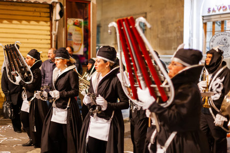 VALLETTA, MALTA - February 12, 2010. Traditional night festival. Carnival with giant moving dolls...