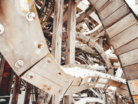 NIKOLA-LENIVETS, RUSSIA - January 15, 2017. Wooden art object Universal mind by Nikolay Polissky....