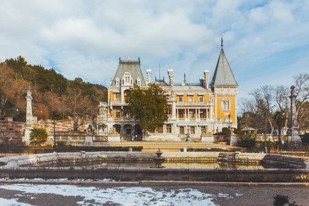 ALUPKA, CRIMEA - February 10, 2015. Massandra Palace. Chateauesque villa of Emperor Alexander III of...