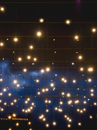 Streets of Moscow, decorated with light bulbs and lanterns on wired for New Year and Christmas...