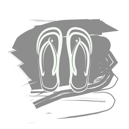 Illustration of grey flip flopsのイラスト素材