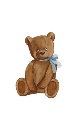 teddy bear watercolor style hand drawnの写真素材