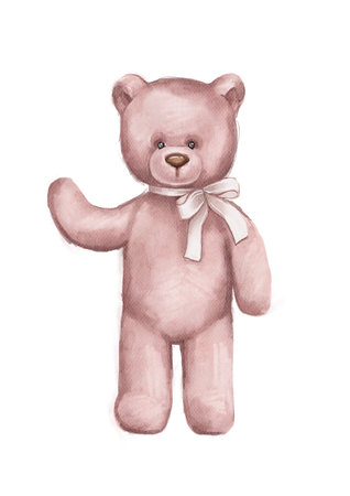 teddy bear watercolor style hand drawnの写真素材