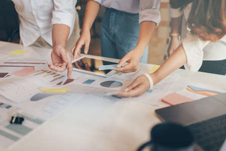 Teamwork of business join to working and meeting.の写真素材