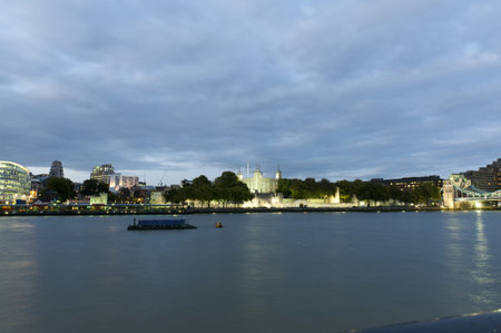 the london tower on river Thamesの写真素材