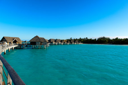Crystal clear waters of tropical Bora Bora in Bora Bora, French Polynesiaのeditorial素材