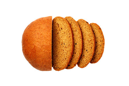 Fresh sliced rye bread loaf  .Contains a large amount of fiber and a small amount of fat. Top view.の写真素材
