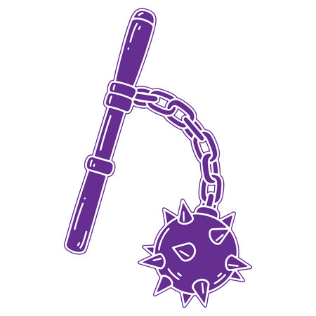 police bat with ball and chain icon image vector illustration design  purple colorのイラスト素材