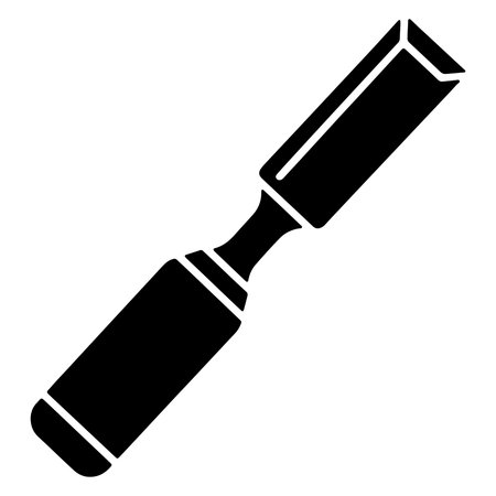 Black and white silhouette of a woodworking chisel tool isolated on a white backgroundのイラスト素材