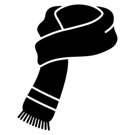 Black and white vector illustration of a winter scarf for warmth and comfortのイラスト素材