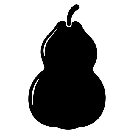 Clean and simple black silhouette of a fresh and healthy pear fruit with white backgroundのイラスト素材