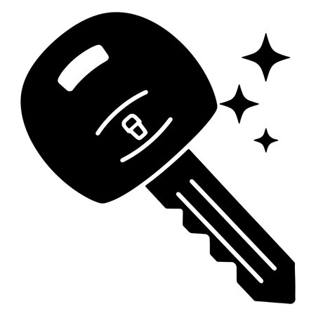 Black and white car key illustration with sparkle design for security and accessのイラスト素材