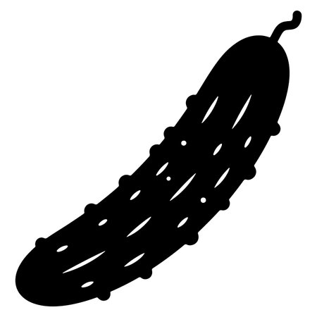 Black silhouette of a fresh cucumber isolated on white background for culinary designsのイラスト素材