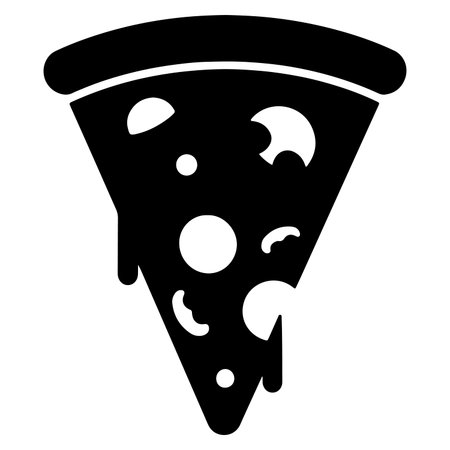 Delicious Pizza Slice Black and White Icon for Restaurant Menu and Food Delivery Services Visual Design Projects Graphic Symbolのイラスト素材