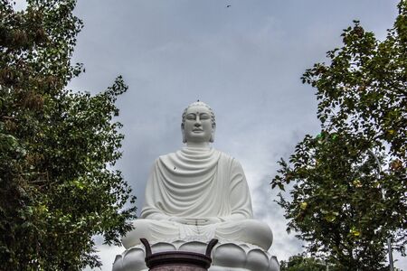 Buddha large white, filmed in Vietnamの写真素材
