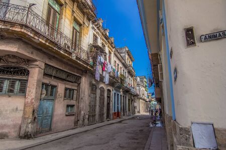 Cuban streets of Havana, walking in Cubaの写真素材