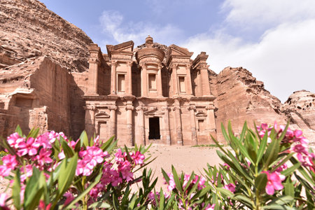 The Monastery Sculpted Out Of The Rock At Petra In Jordan