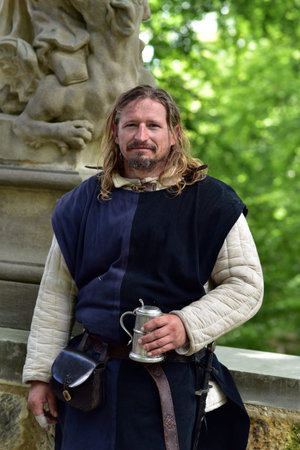 Valdstejn Castle, Czech Republic, People wearing medieval costumeのeditorial素材