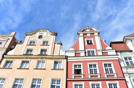 Colorful medieval houses in Wroclaw's old town Market Square or Rynekのeditorial素材